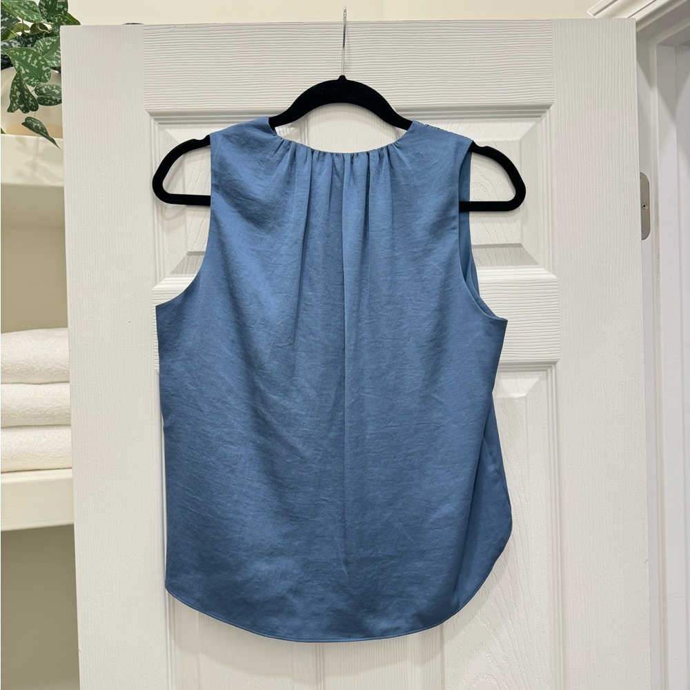 Veronica Beard Rahi Satin Wrap-Effect Top Lagoon Blue Size 4 - Picture 9 of 9